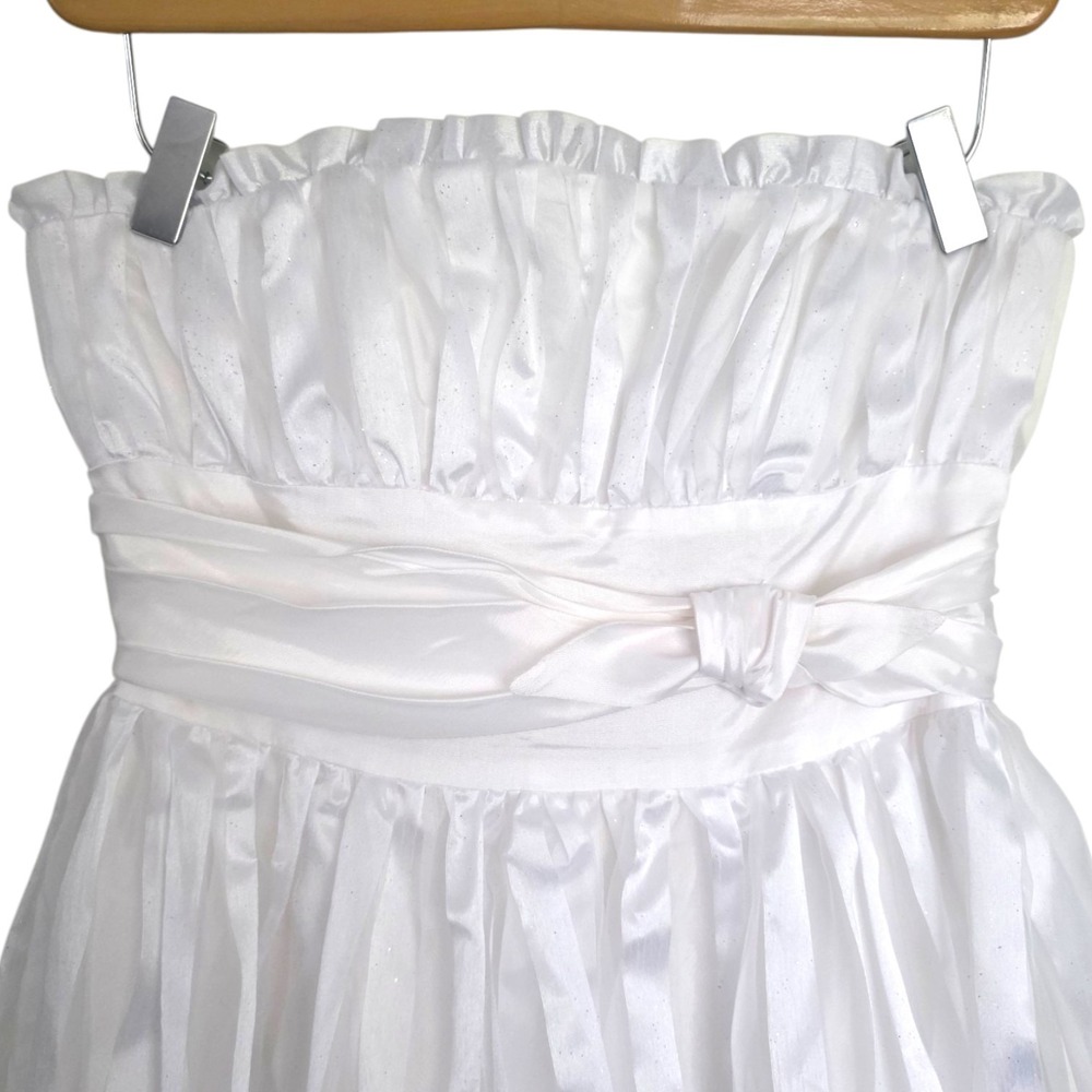 Y2K Betsey Johnson Evening 6 White Striped Organza Strapless Formal Mini Dress - Picture 3 of 10